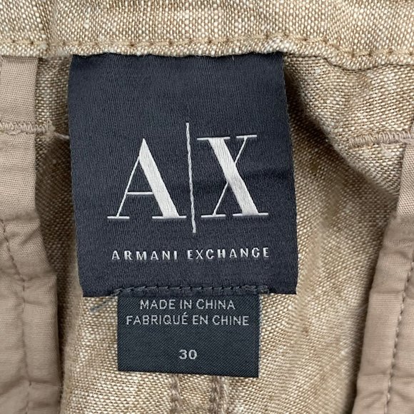 Armani Exchange Size 30 100% Linen Straight Leg Cargo Pants Women Tan Casual - Picture 4 of 6